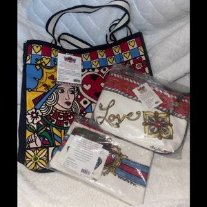 NWT 4 pieces of Brighton queen of hearts tote & 3 pouches